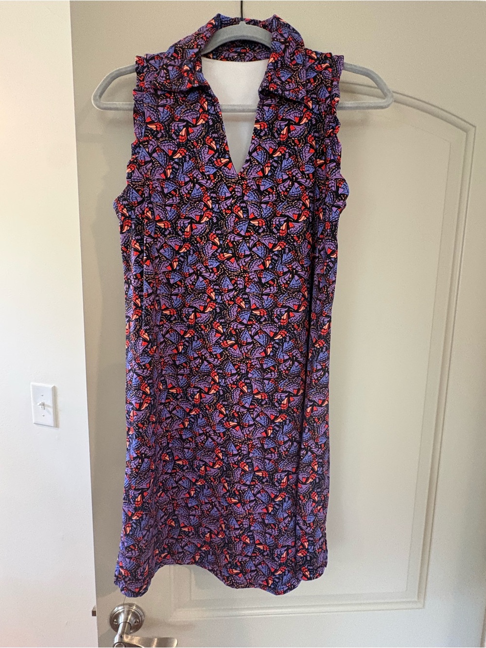 Sleeveless V-Neck Monarch butterfly print athletic dress